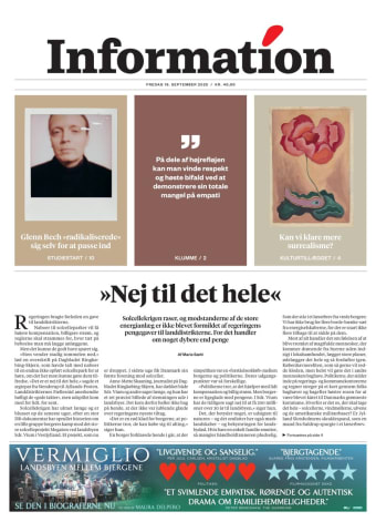 Avisens forside: Fredag 19. september 2025