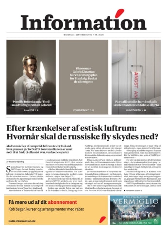 Avisens forside: Mandag 22. september 2025